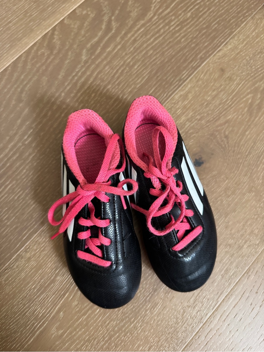 Adidas Kids Soccer Cleats Pink Laces Black Size 11